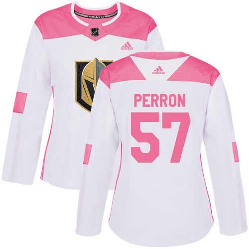 Adidas Golden Knights #57 David Perron White/Pink Authentic Fashion Women's Stitched NHL Jersey - Click Image to Close